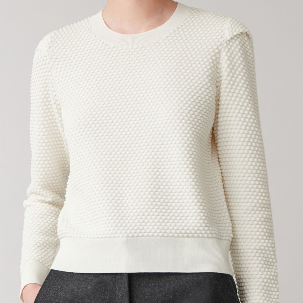 COS Coastal Minimalist Summer Knit Lightweight White Textured Sweater XS/S - Picture 8 of 8